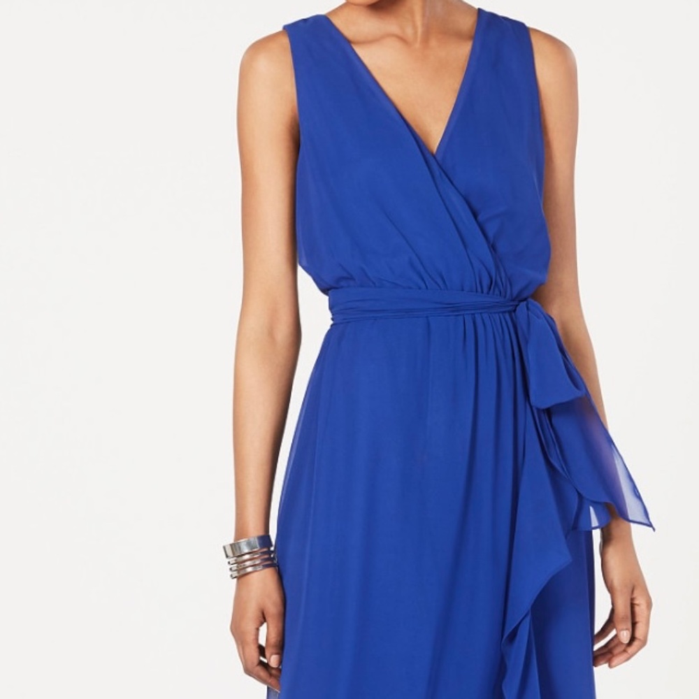 Surplice High-Low Maxi Dress